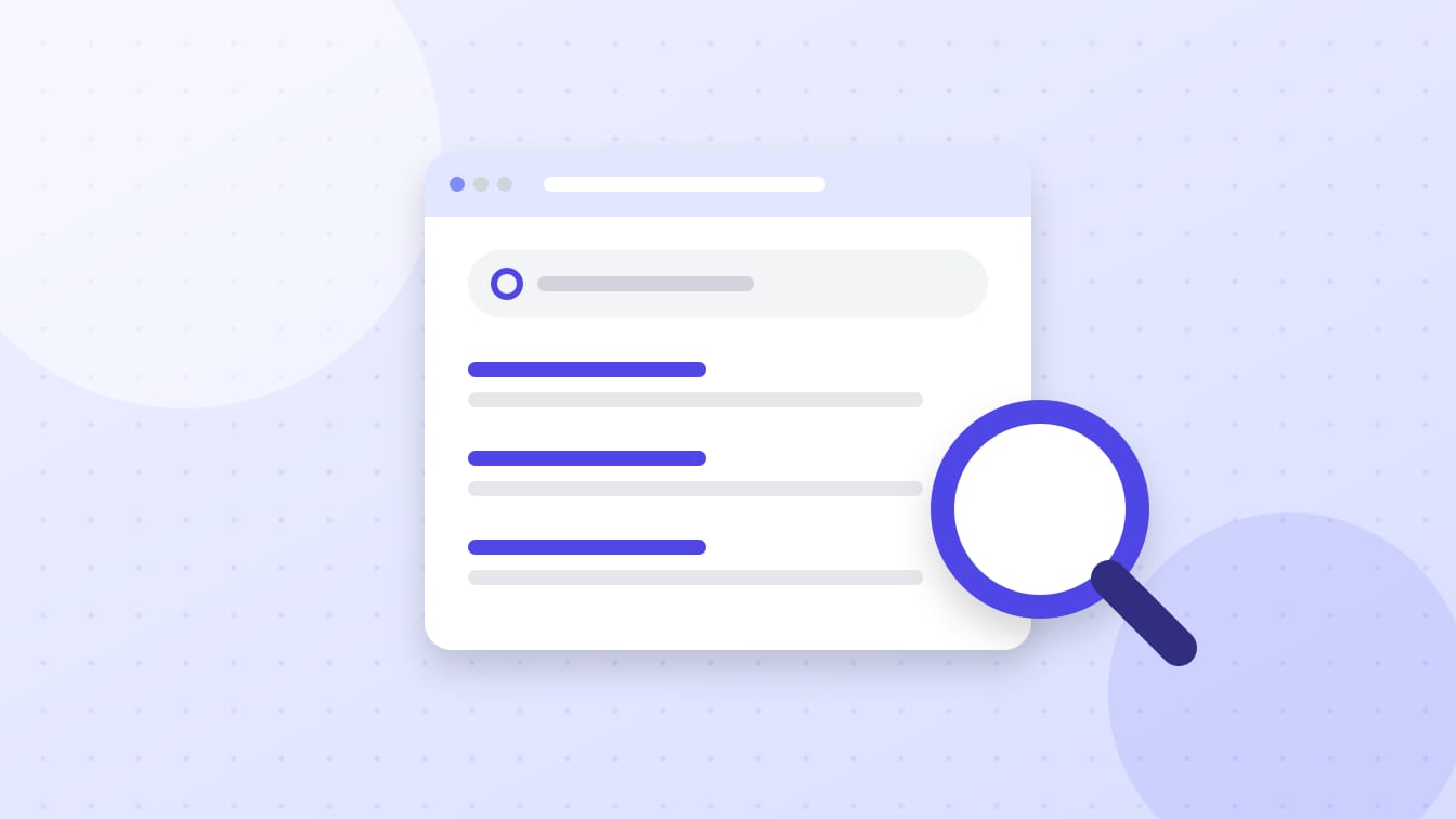 An illustration of a search results page with a magnifying glass