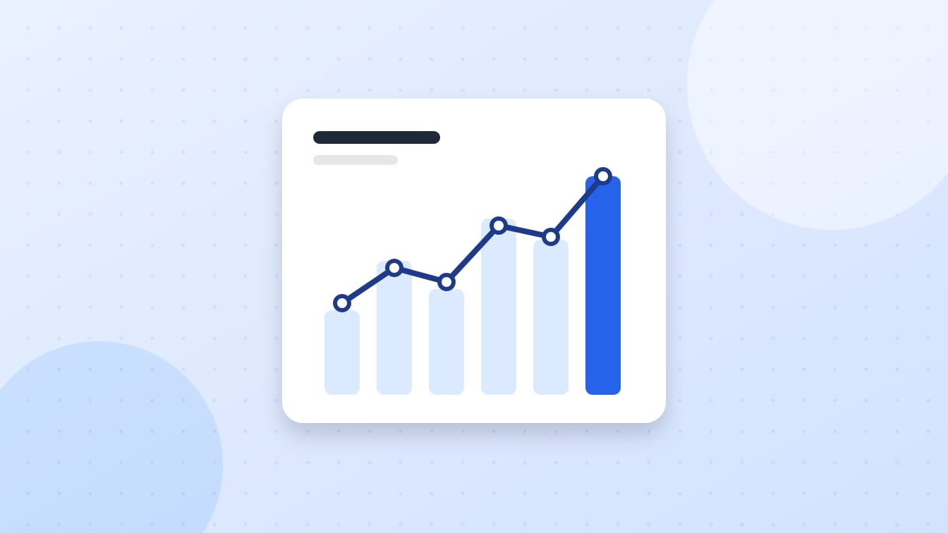 An illustration of a bar chart with a rising line