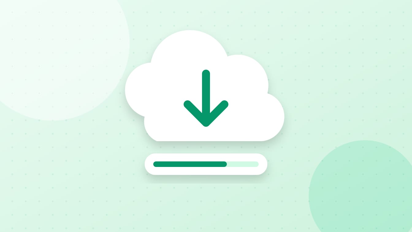 An illustration of a cloud with a download arrow and a progress bar