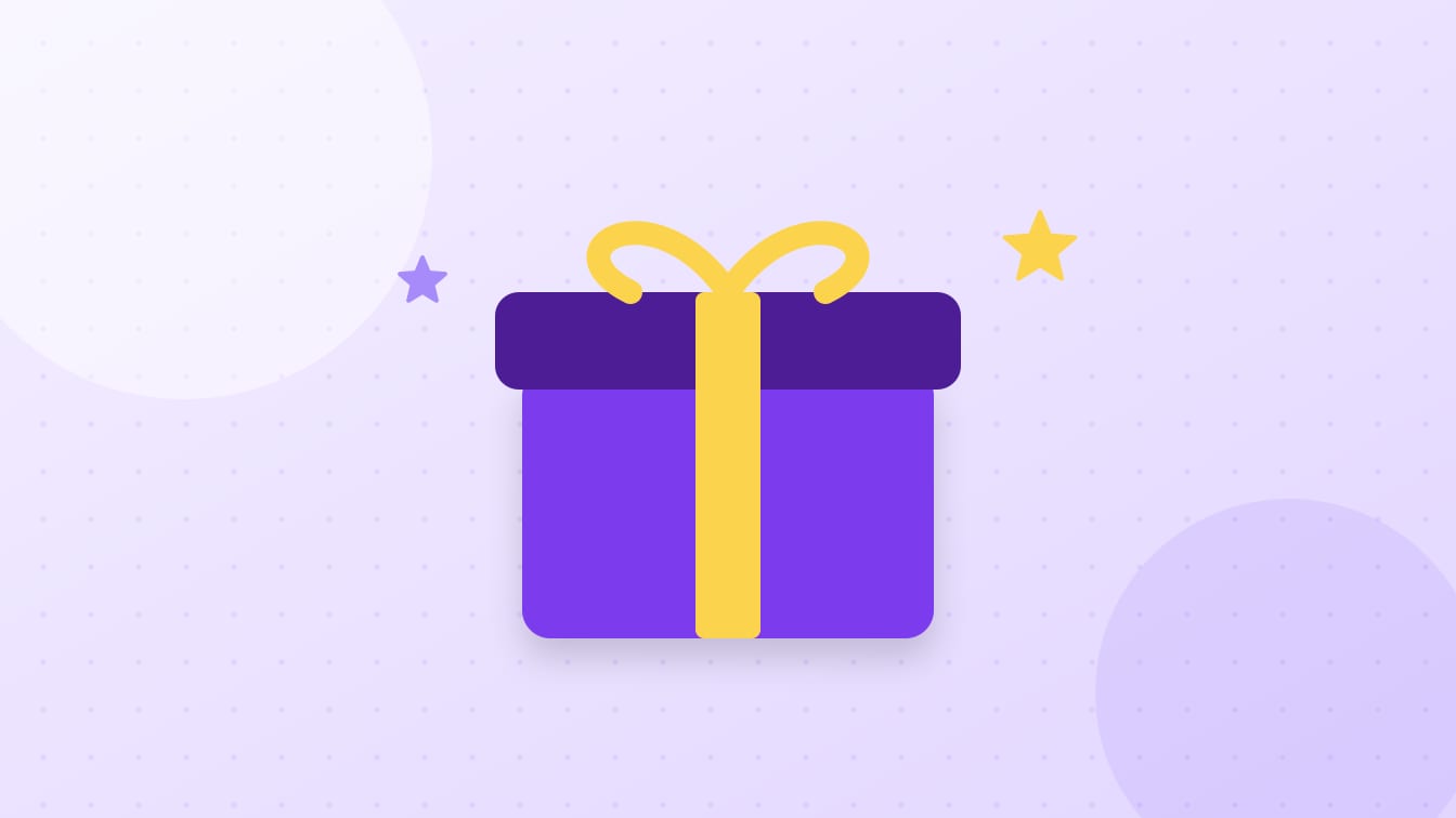 An illustration of a wrapped gift box with stars