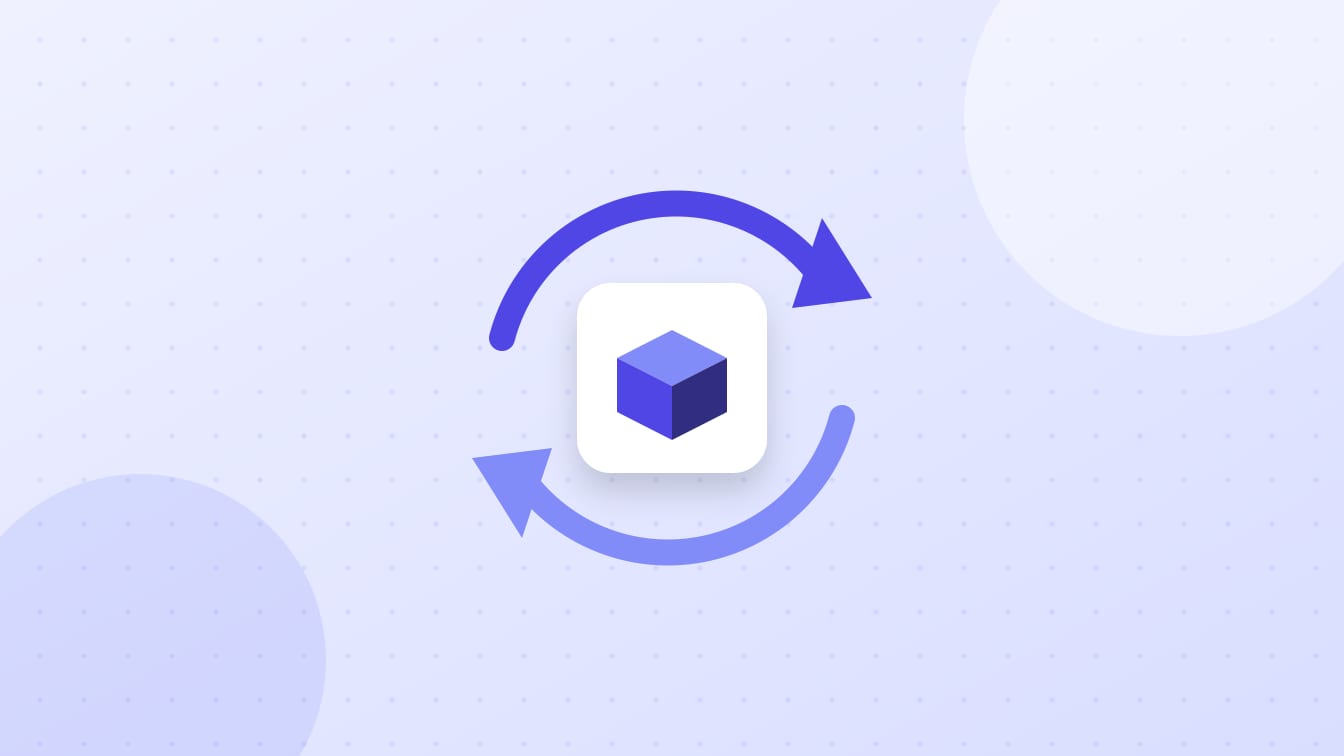 An illustration of a small box inside two circling arrows