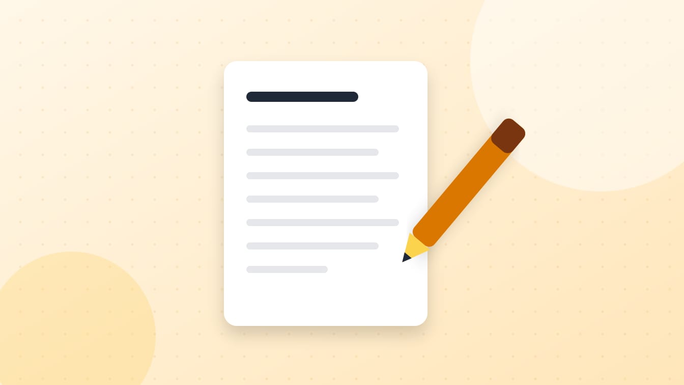 An illustration of a page of writing with a pencil