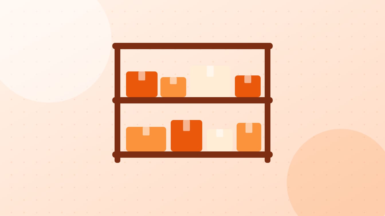 An illustration of shelves stocked with boxes