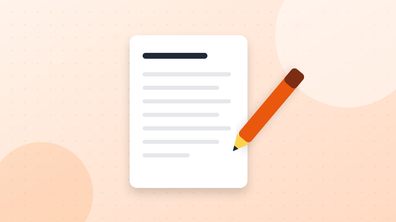 An illustration of a page of writing with a pencil