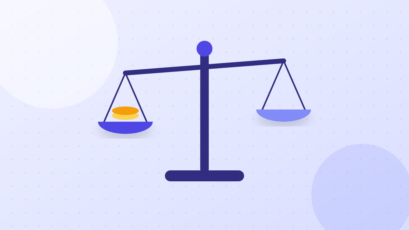 An illustration of a balance scale with coins on one side