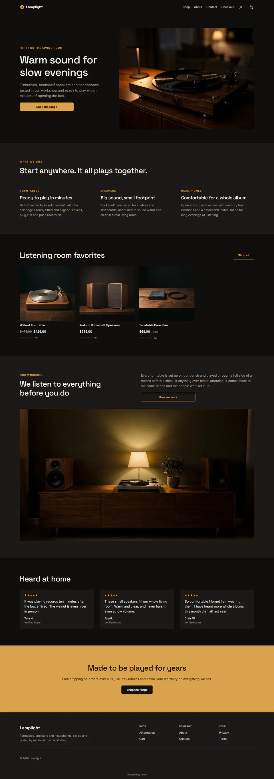 Electronics and audio store template, the whole home page