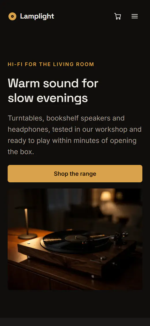 Electronics and audio store template, on a phone