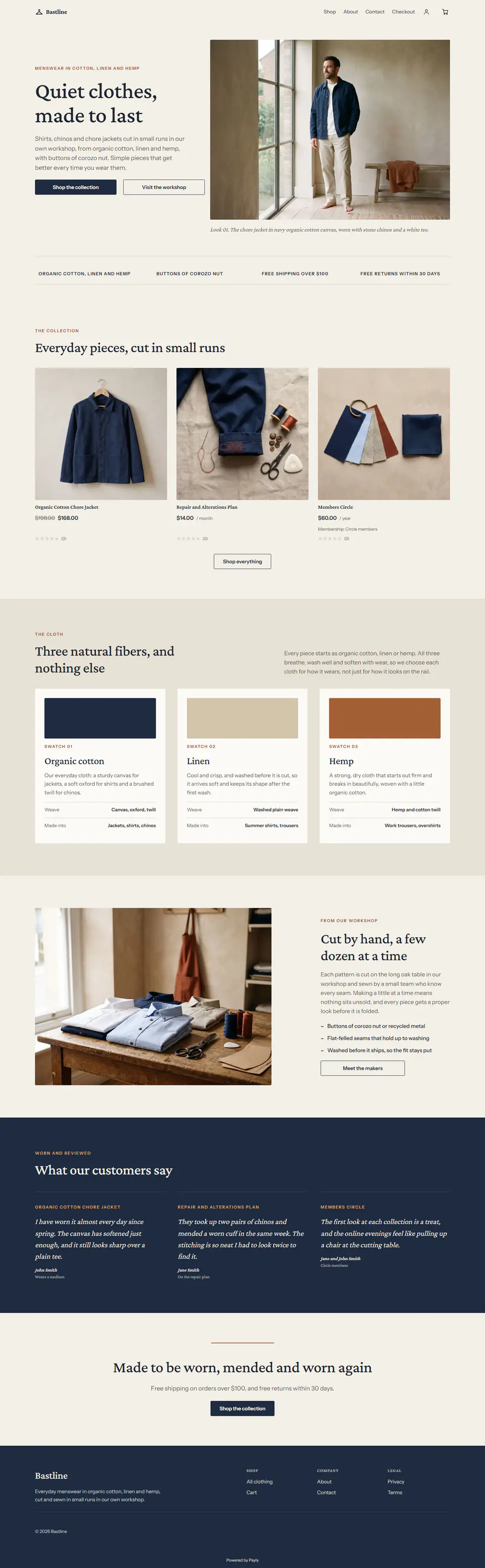 Menswear store template, the whole home page