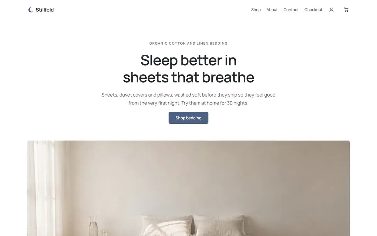 Bedding and linen store template, on a computer