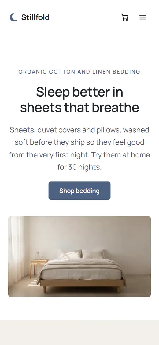 Bedding and linen store template, on a phone