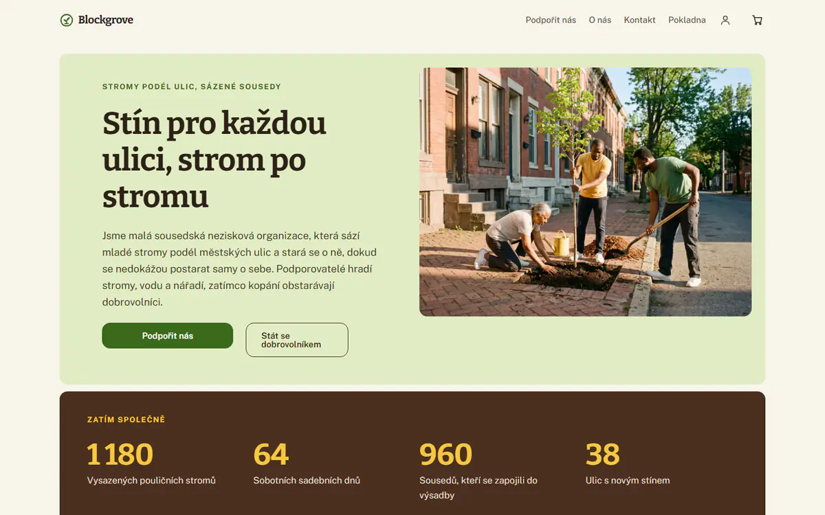 Šablona webu neziskové organizace na počítači