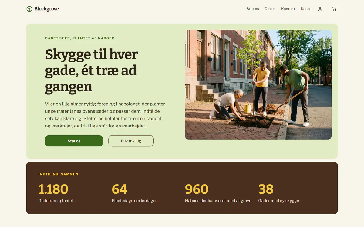 Skabelon til hjemmeside for nonprofit, på en computer
