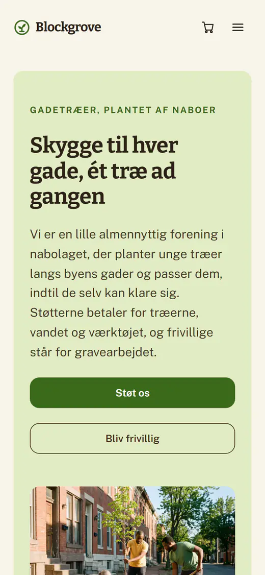 Skabelon til hjemmeside for nonprofit, på en telefon