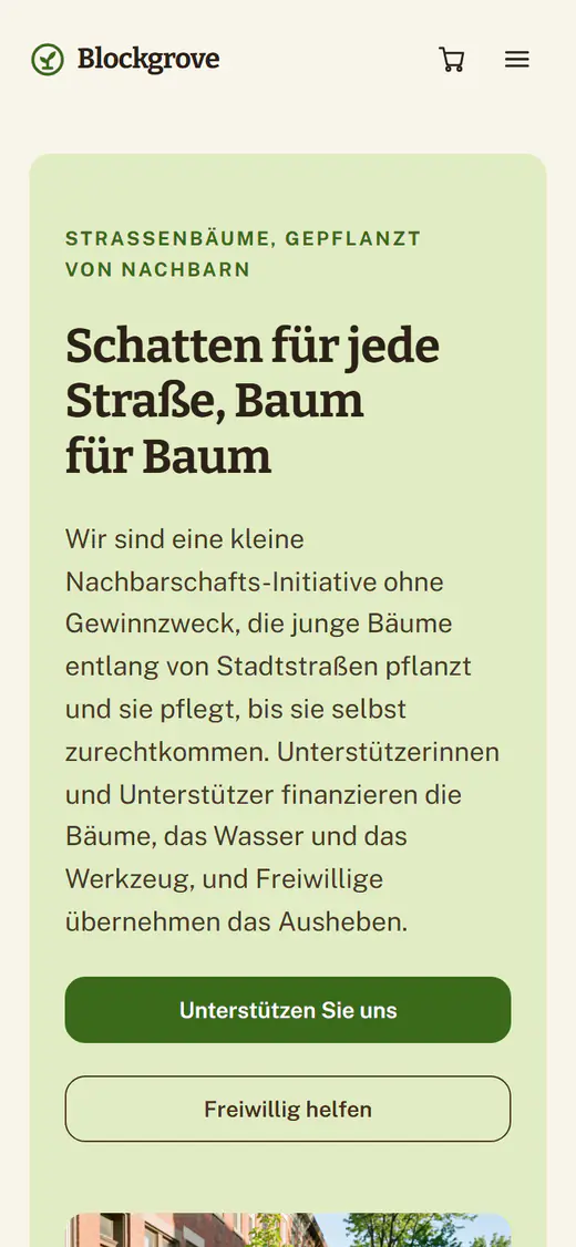 Website-Vorlage für Non-Profits auf einem Smartphone
