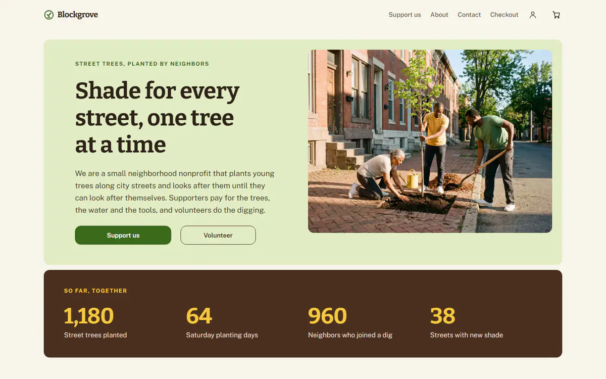 Nonprofit website template, on a computer