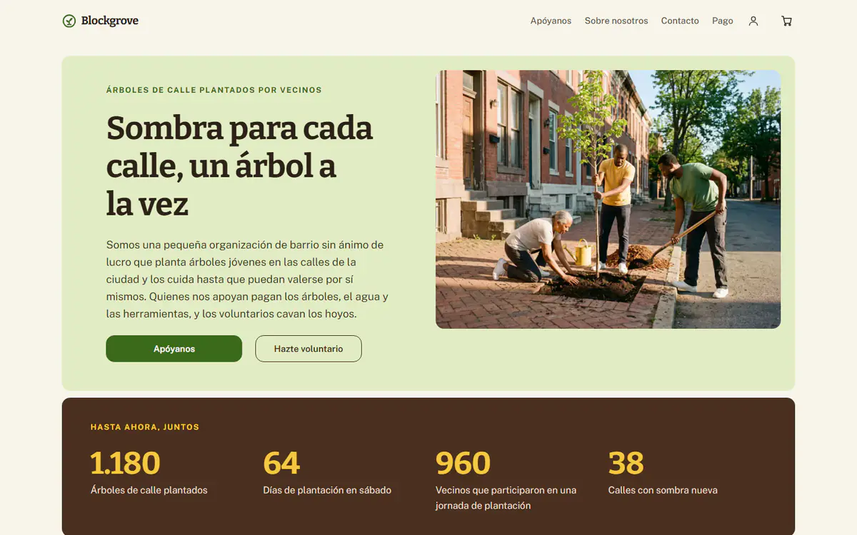 Plantilla web para ONG, en el ordenador