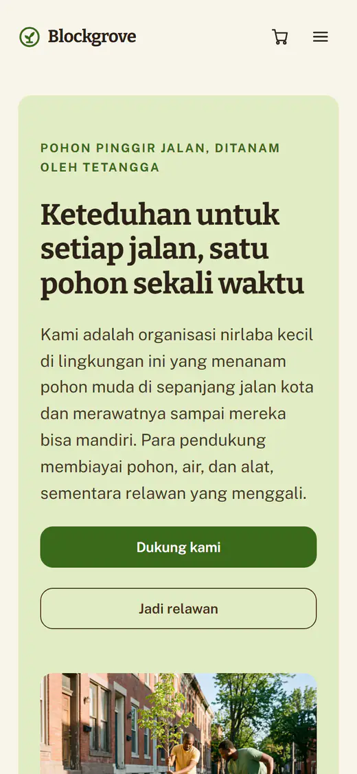 Templat situs web nirlaba, di ponsel
