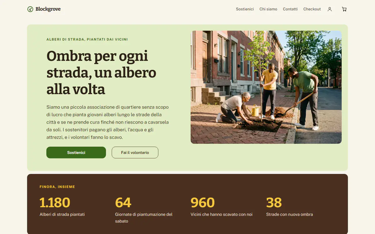 Modello di sito per no profit, su computer