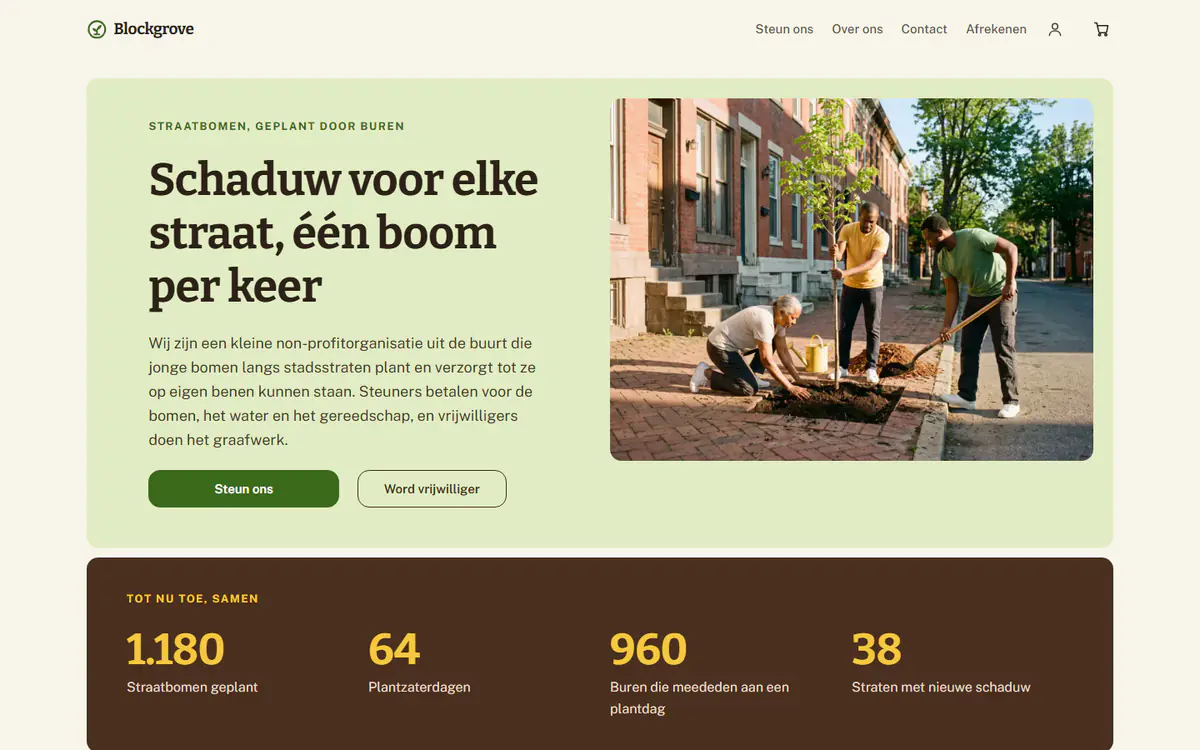 Websitesjabloon voor een non-profit, op een computer