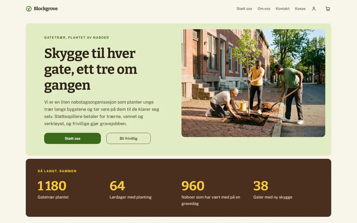 Nettstedsmal for ideell organisasjon, på datamaskin