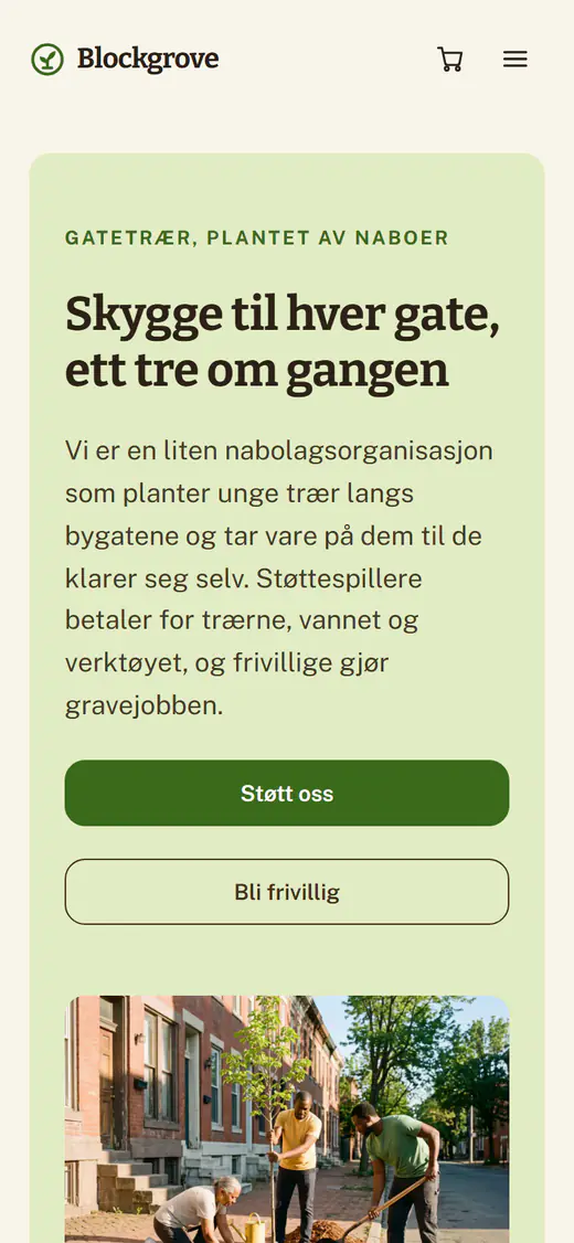 Nettstedsmal for ideell organisasjon, på telefon