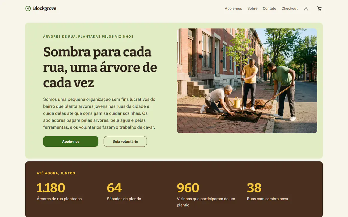 Modelo de site para ONG, no computador