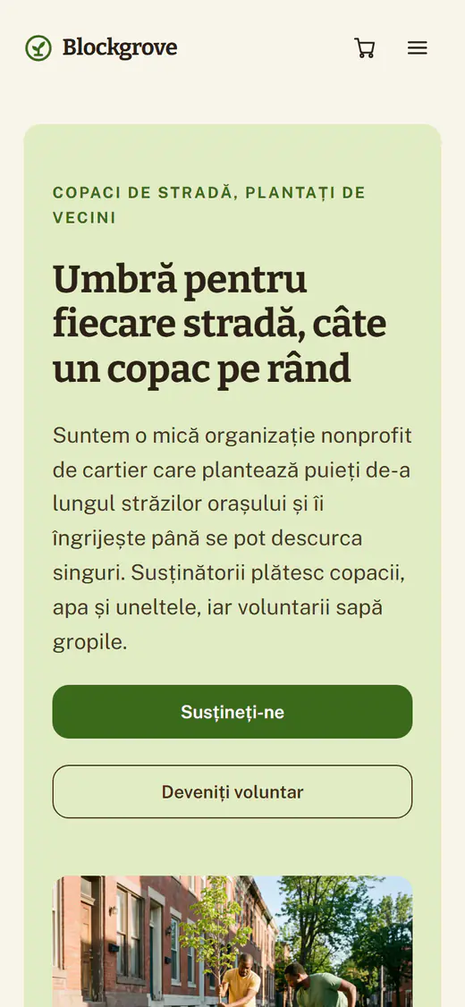 Șablon de site pentru organizație nonprofit, pe telefon