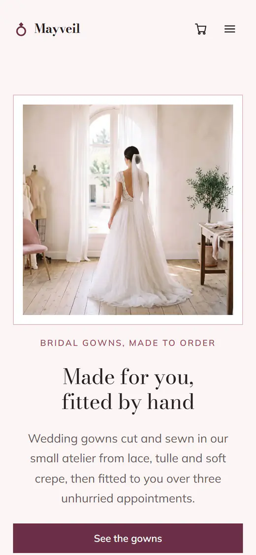 Bridal shop template, on a phone