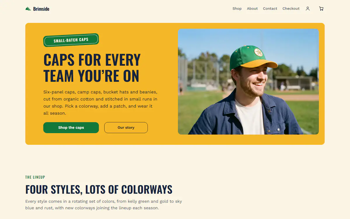 Hat store template, on a computer