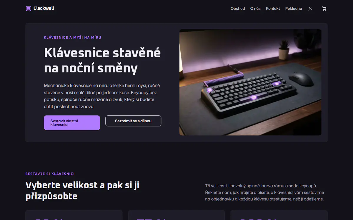 Šablona obchodu s herními klávesnicemi na počítači