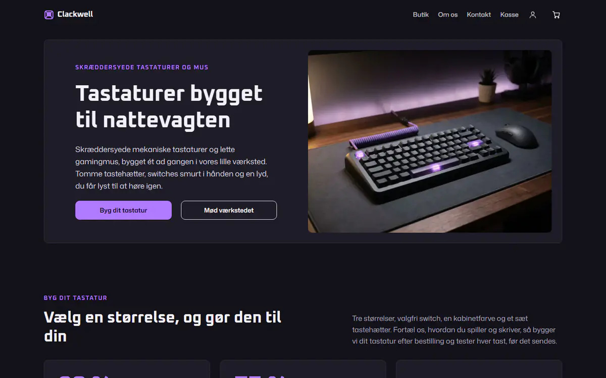 Skabelon til butik med gamingtastaturer, på en computer