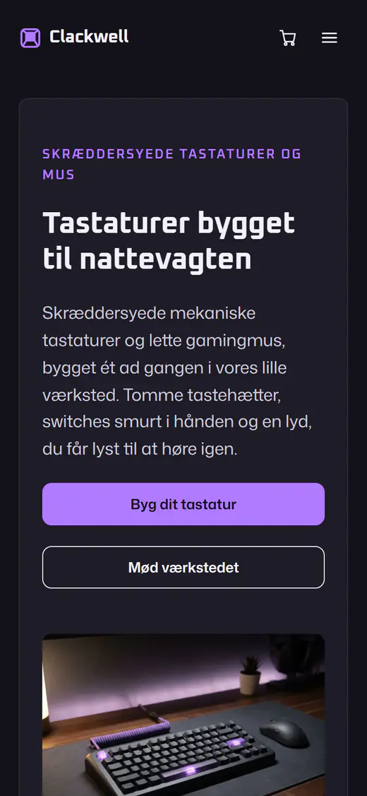 Skabelon til butik med gamingtastaturer, på en telefon