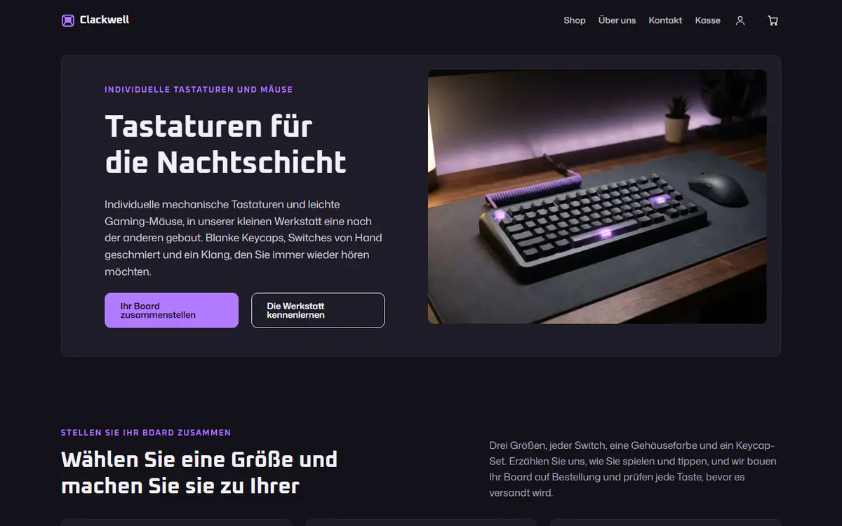 Shop-Vorlage für Gaming-Tastaturen auf einem Computer