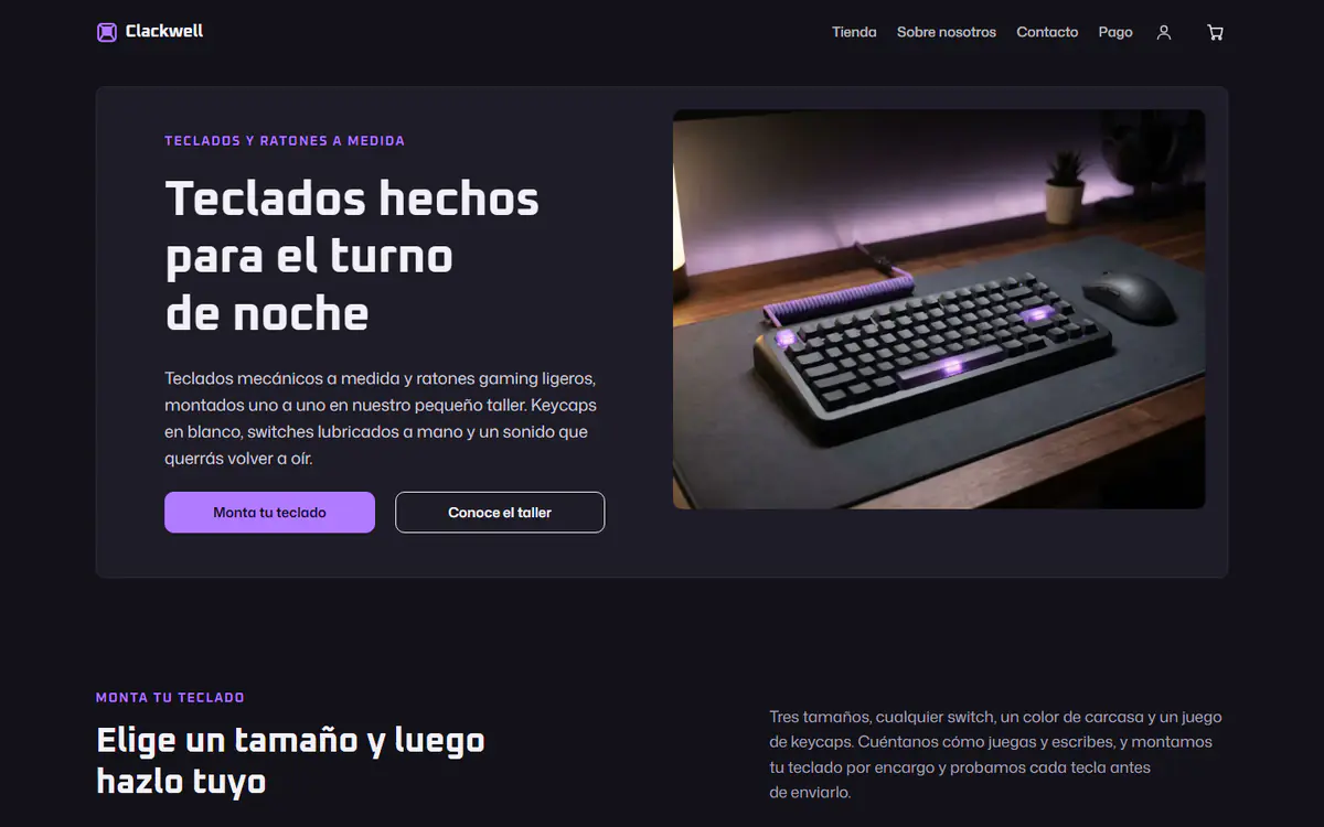 Plantilla de tienda de teclados gaming, en el ordenador