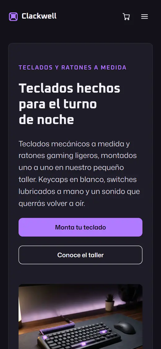 Plantilla de tienda de teclados gaming, en el móvil