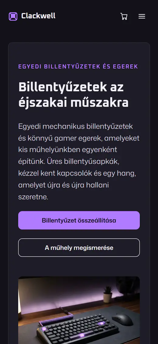 Gamer billentyűzetbolt webáruház-sablon telefonon
