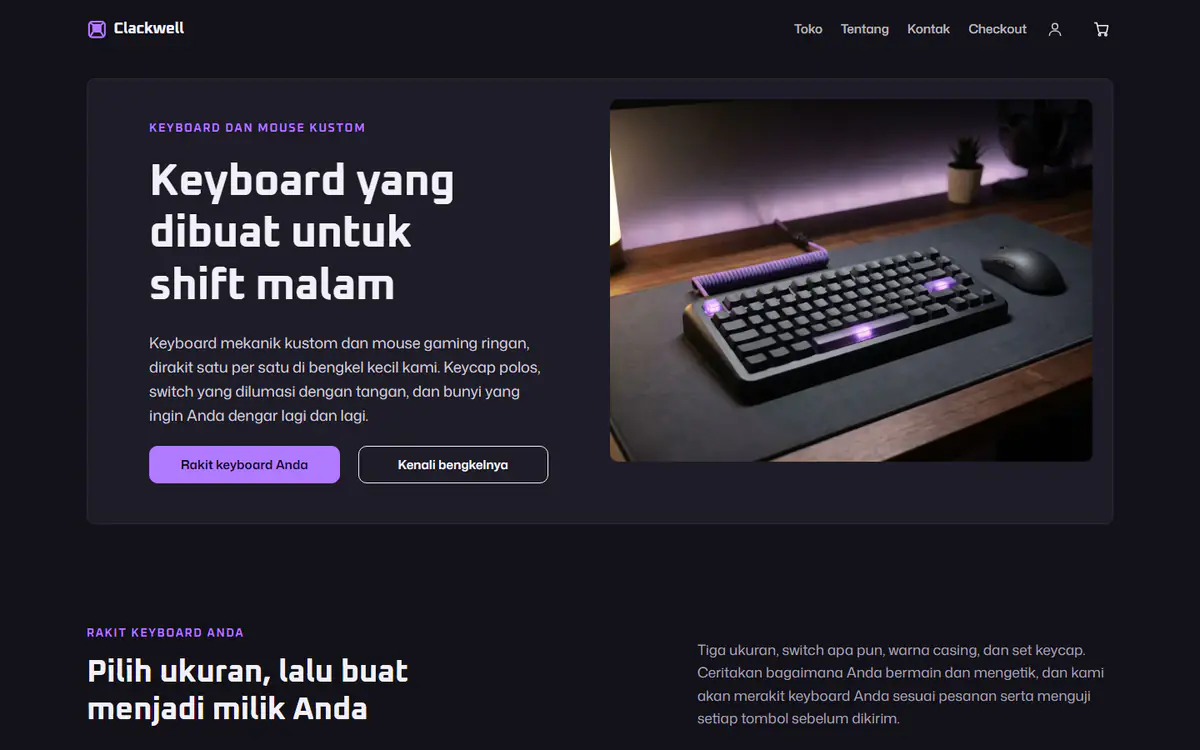 Templat toko keyboard gaming, di komputer