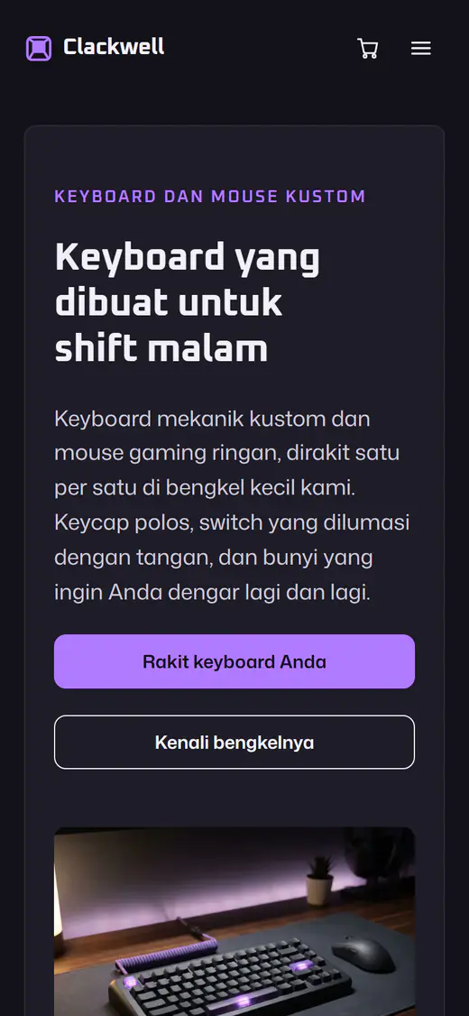 Templat toko keyboard gaming, di ponsel