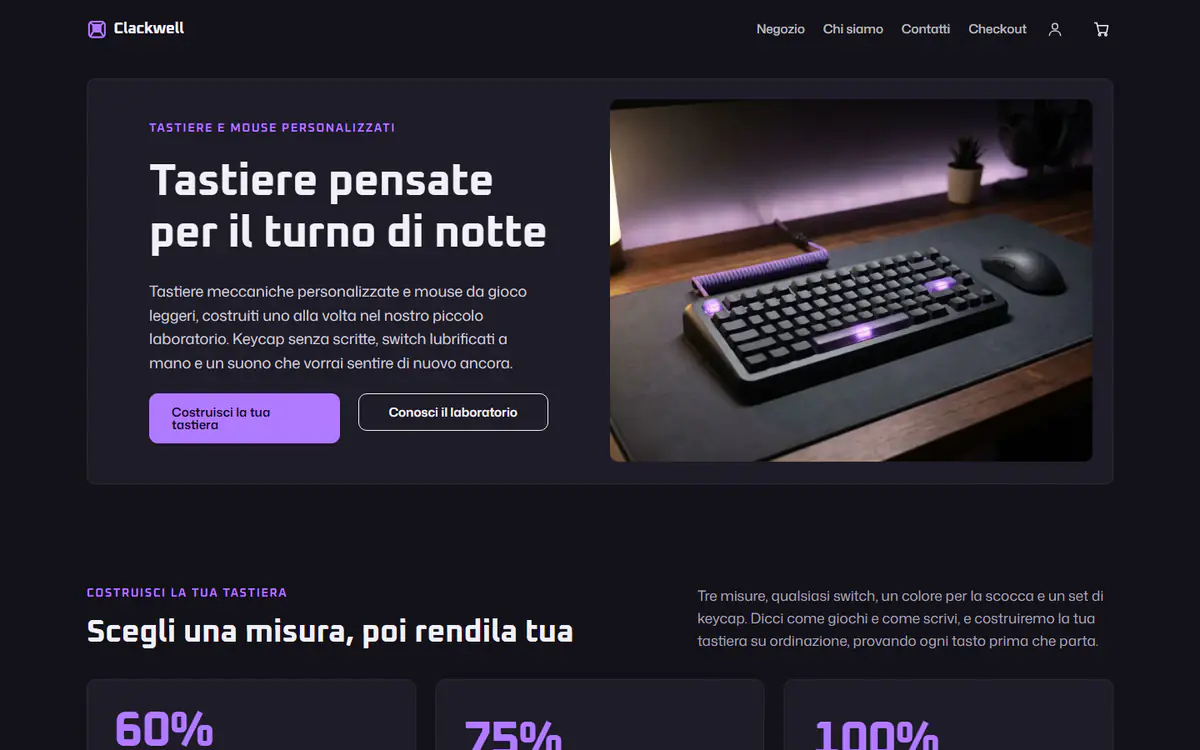 Modello di negozio di tastiere gaming, su computer