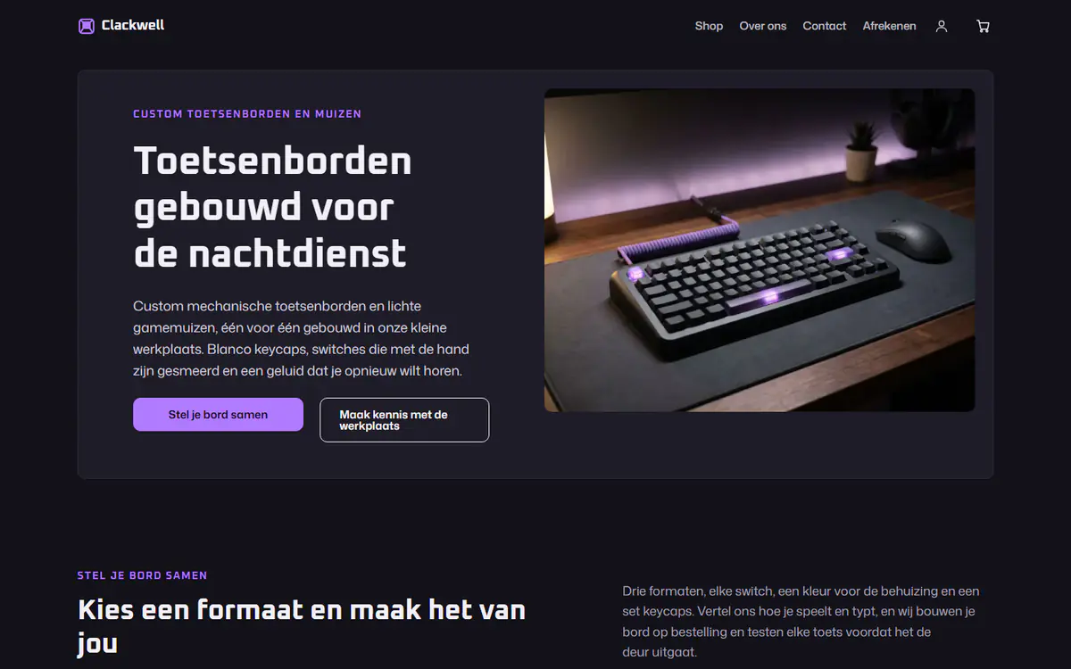 Sjabloon voor een winkel in gamingtoetsenborden, op een computer