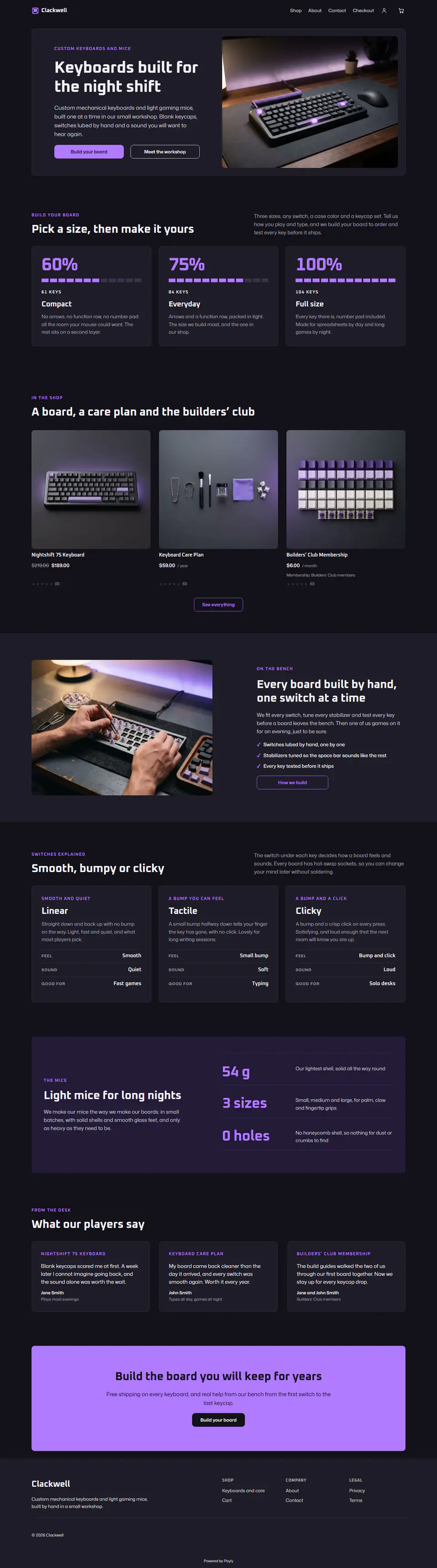 Gaming keyboard store template, the whole home page