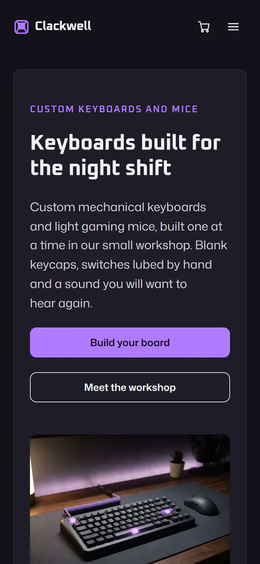 Gaming keyboard store template, on a phone