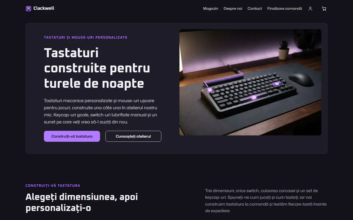Șablon pentru magazin de tastaturi de gaming, pe calculator