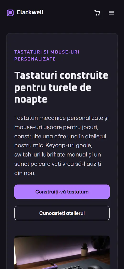 Șablon pentru magazin de tastaturi de gaming, pe telefon