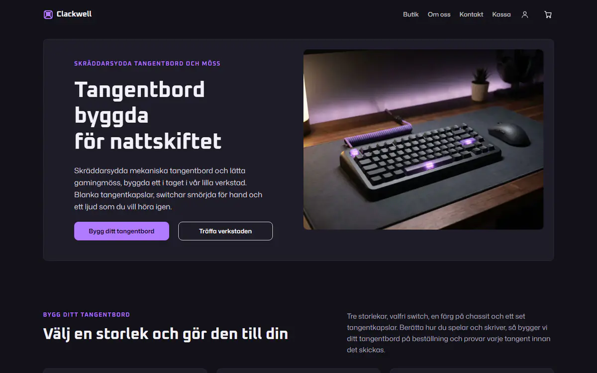 Mall för gamingtangentbordsbutik, på en dator