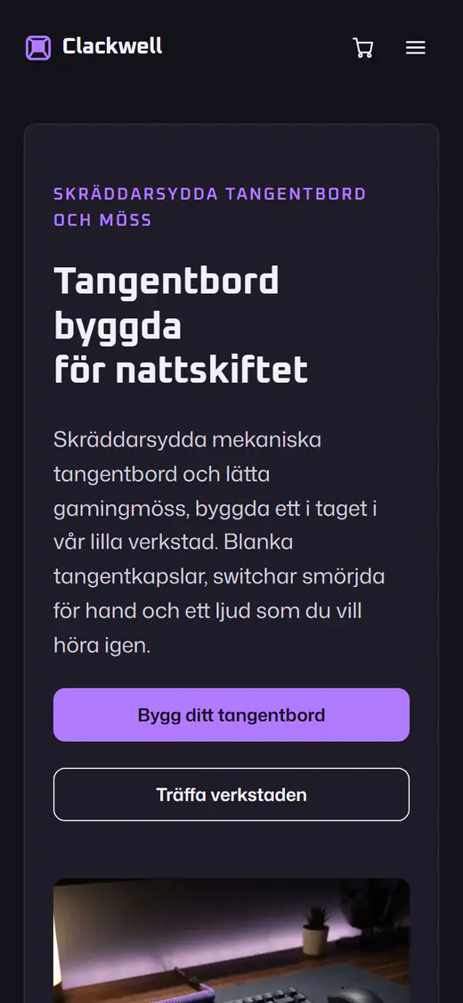 Mall för gamingtangentbordsbutik, på en telefon