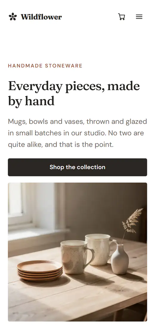 Ceramics and pottery store template, on a phone
