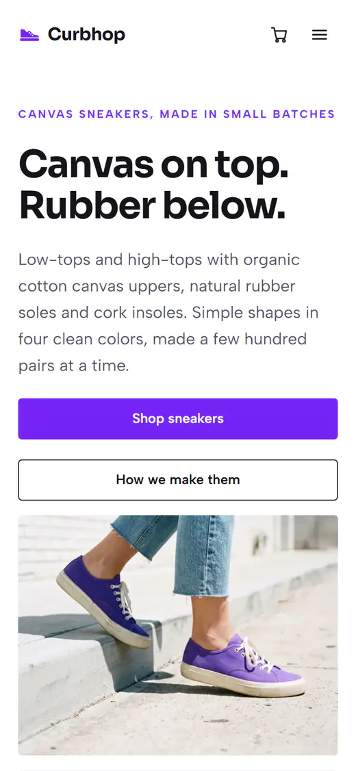 Sneaker store template, on a phone