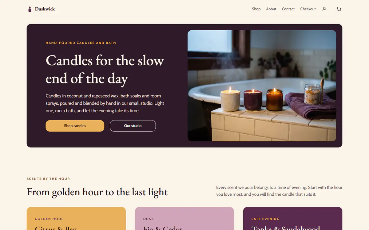 Candle store template, on a computer