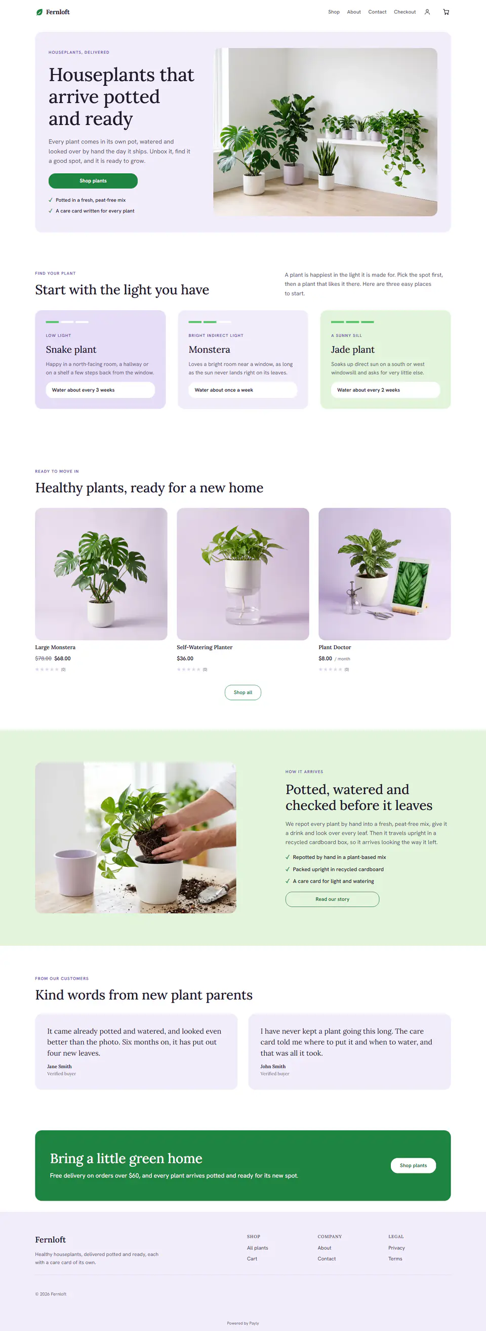 Plant shop template, the whole home page